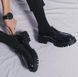 Массивные мужские туфли броги на высокой подошве черные лакированные MD20135-6 фото 4
