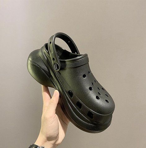 Черные кроксы на толстой подошве DK30015-5 фото