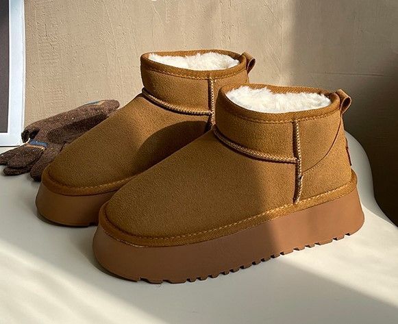 Низкие рыжие валенки угги на платформе - высокой подошве DY10111-5 фото