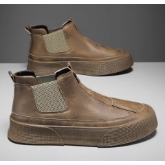 Классические коричневые ботинки челси без подкладки внутри