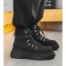 Высокие мужские грубые ботинки черные на шнуровке в стиле милитари