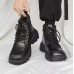 Чоловічі чорні весняно-осінні черевики середньої висоти з квадратним носком