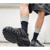 Большие мужские кроссовки черные с белой прошивкой на толстой подошве в шипы