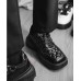Кроссовки черные стеганые из эко кожи с квадратным носком