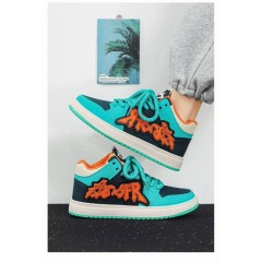 Чоловічі високі яскраві кросівки дутиші - бірюзові з помаранчевим - молодіжний американський стиль Little Devil