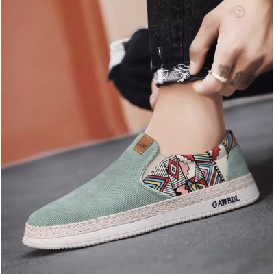 Яскраві літні чоловічі сліпони хакі зі вставкою та кантом - оливкові