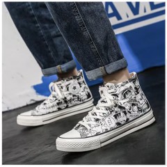 Высокие кеды с черным граффити - рисунками