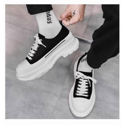 Чоловічі чорні кеди на платформі - товстій білій підошві