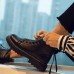 Спортивні чоловічі черевики кеди під шкіру на шнурках чорні