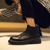 Спортивные мужские ботинки кеды под кожу на шнурках черные
