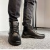 Качественные мужские ботинки на меху теплые из натуральной кожи - черный