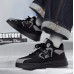 Высокие мужские теплые кроссовки на меху зима - черные массивные спортивные