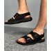 Мужские сандалии натуральная кожа нубук с задником и пряжками черные