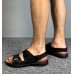 Мужские сандалии натуральные кожаные с задником и пряжками черные