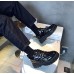 Мужские лаковые туфли ботинки на массивной подошве черные 