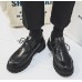 Чоловічі чорні туфлі лофери з шнурками на високій підошві