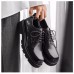 Модные мужские черные туфли с шнурками и квадратным носком - мысом