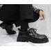 Мужские черные туфли броги с оригинальной шнуровкой