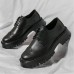 Мужские броги туфли черные на толстой подошве