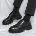 Мужские броги туфли черные на толстой подошве