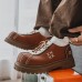 Мужские гранж туфли на тракторной подошве с декором крест эко-кожа коричневые