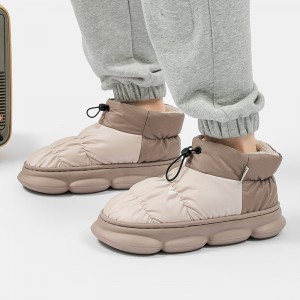 Дутики чоловічі валянки на хутрі - теплі спортивні дуті черевики без шнурком бежеві