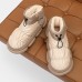 Дутики мужские валенки на меху - теплые спортивные дутые ботинки без шнурком бежевые