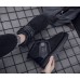Модні чоловічі чорні черевики валянки на високій підошві з ремінцем та хутром