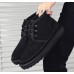 Мужские черные теплые ботинки туфли под замшу с мехом внутри