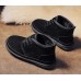 Мужские черные теплые ботинки туфли под замшу с мехом внутри