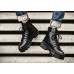 Модные высокие мужские ботинки на высокой грубой подошве с резинкой - черные