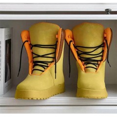 Мужские луноходы - высокие яркие зимние ботинки на высокой подошве - желтые