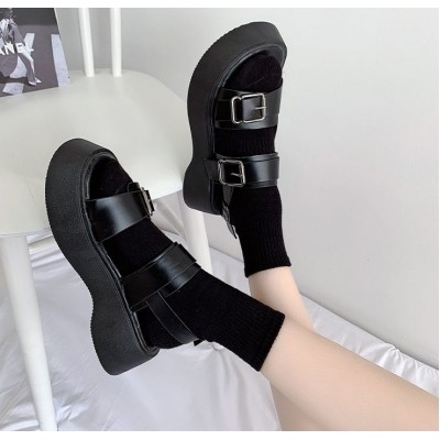 Черные сандалии ретро с двумя ремешками