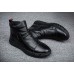 Черные мужские ботинки со складками без шнурков