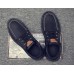 Мужские черные туфли броги с экокожи с белой строчкой