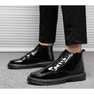 Лаковые черные мужские ботинки