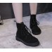 Высокие женские ботинки на шнуровке черные