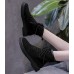 Высокие женские ботинки на шнуровке черные