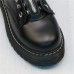 Теплые ботинки на масивной подошве с мехом - черные