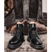 Стильные черные ботинки на меху мужские с молниями