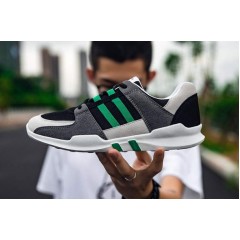 Спортивные кроссовки на шнуровке серый+зеленый