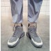 Высокие мужские кроссовки серые с вельветовыми вставками на высокой подошве
