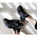 Теплые женские замшевые кроссовки массивные черные