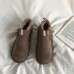 Низкие меховые коричневые замшевые ботинки