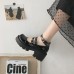 Туфли в стиле лолита - ретро черные лаковые на высокой подошве с ремешками