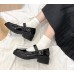 Лаковые туфельки на маленьком каблуке с круглым носком и ремешком черные - Мэри Джейн