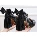 Босоножки с летучей мышью и крестом в каблуке черный лак - стиль Лолита - панк