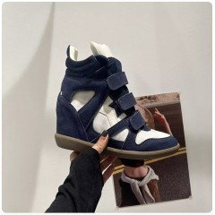 Женские кроссовки сникерсы синие с белым на платформе  - Маранты