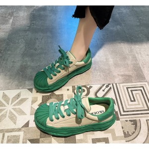 Незвичайні жіночі кросівки ugly з нерівною підошвою беж + зелені