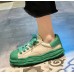 Необычные женские кроссовки ugly с неровной подошвой беж + зеленые 